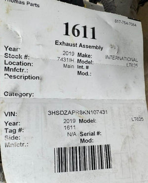 2019 INTERNATIONAL LT625 Exhaust Assembly
