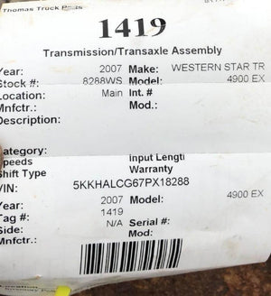 2007 EATON 4900 EX Transmission Assembly