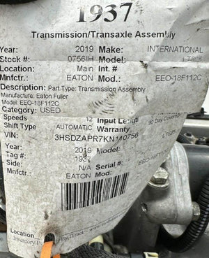 2019 EATON FAOM15810S-EC3 Transmission Assembly