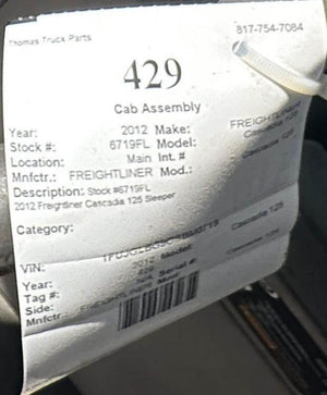 2012 FREIGHTLINER CASCADIA 125 Cab Assembly