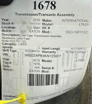 2019 EATON EEO-18F112C Transmission Assembly