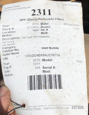 2010 KENWORTH T800 DPF Assembly