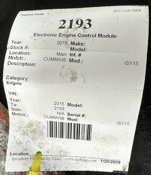  CUMMINS ISX15 ECM Engine Control Module