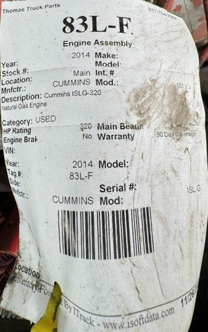  CUMMINS ISL G Engine Assembly