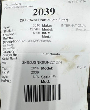 2016 INTERNATIONAL PROSTAR DPF Assembly