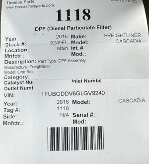 2016 FREIGHTLINER CASCADIA DPF Assembly