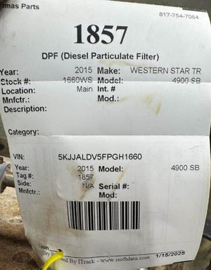 2015 WESTERN STAR 4900EX DPF Assembly