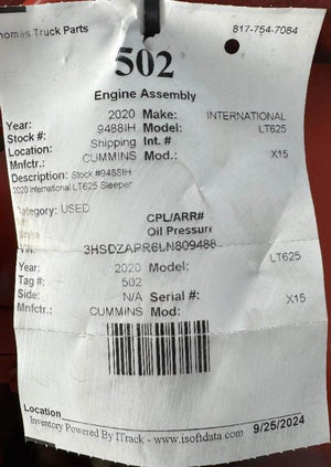 2020 CUMMINS X15 Engine Assembly