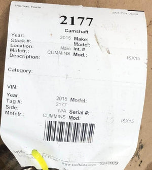  CUMMINS ISX15 Camshaft