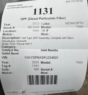 2023 KENWORTH T680 NEXT GEN DPF Assembly
